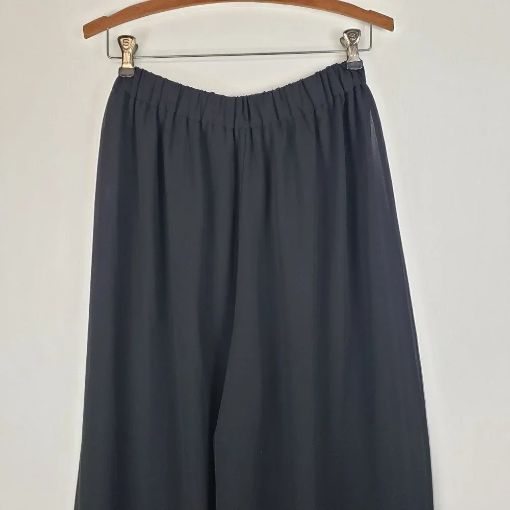 Patricia Moss Palazzo Pants Black Chiffon Pull On Wide Leg Evening Womens Size 6